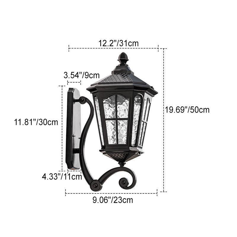 Europeisk utendørs lantern aluminium glass vanntett 1-lys vegglampe | Luvikno