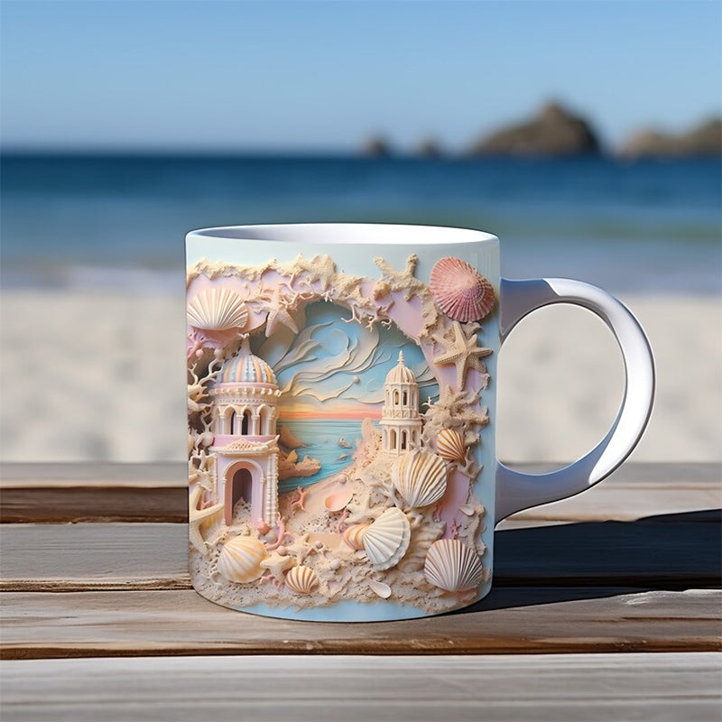 3D Ocean Beach Break Through Theme Kaffeekopp | Luvikno