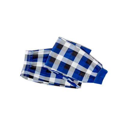 Luvik | "Anna lunta" Teksti ja Lumiukko Printattu Sinivalkoinen Ruudullinen Perhe Yhteensopivat Pyjamat