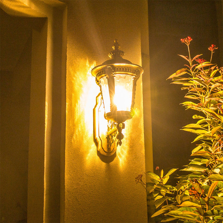 Utendørs Vintage Glass Vegg Lantern Lys Luvikno