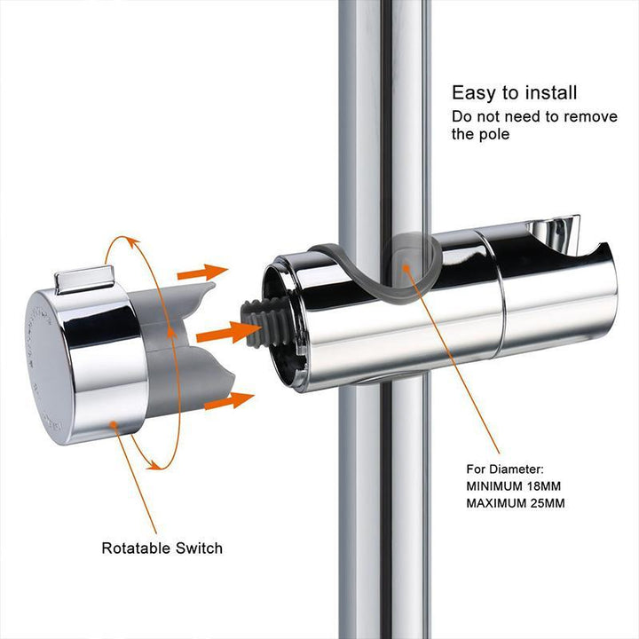 Justerbar dusjhodeholder for glidestang | Luvikno