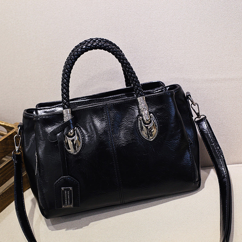Nye håndvesker laget av oljevoks lær Boston, stor totebag laget av mykt lær | Luvikno
