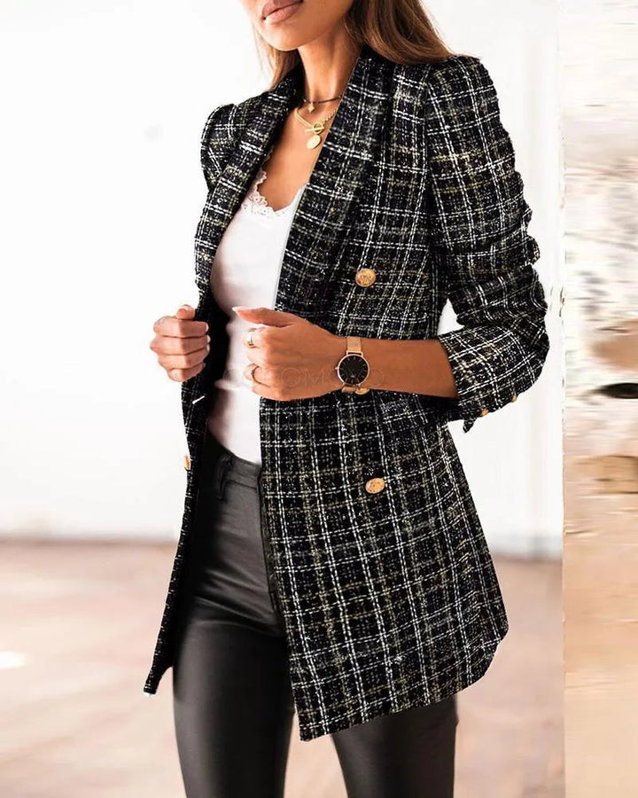 Luvik | Blazer - Elegant Samling - Detaljert Tekstur, Gyldne Knapper - Perfekt for Jobb eller Elegant Anledning