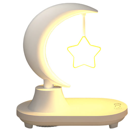Moonsphere trådløs LED-lampe med Bluetooth-høyttaler og lader Luvikno