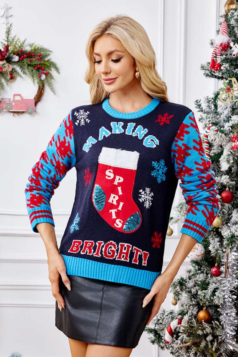 Luvik | Lette julesokker broderi maskinstrikkegenser
