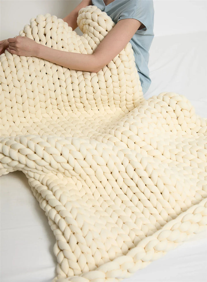 Chunky Knit Throw Håndlaget Vektet Teppe - SUPER KOSY & BEROLIGENDE TEPPE Luvikno