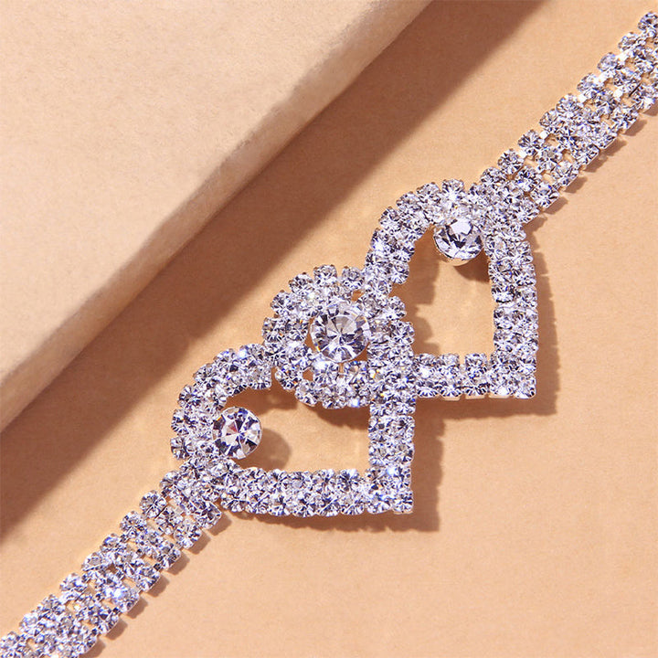 Luvikno | Double Love Heart Rhinestone Anklet