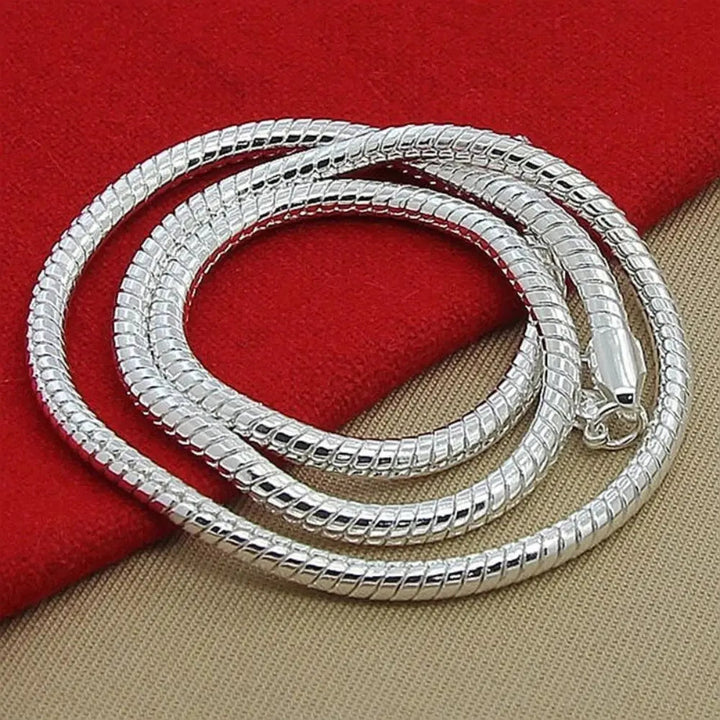 Luvik | 925 3mm Sterling hopea käärme kaulaketju