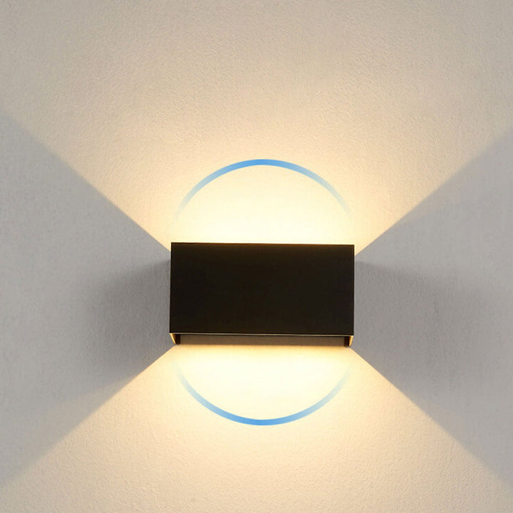 Moderne Utendørs Vannavstøtende Rektangulær LED Opp og Ned Belyst Utendørs Vegglampe | Luvikno