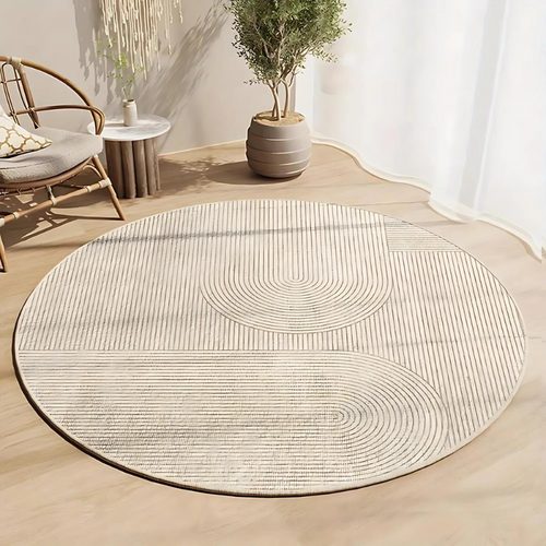 Rund teppe i skandinavisk design – Modern antiskli teppe for stue og soverom | Luvikno