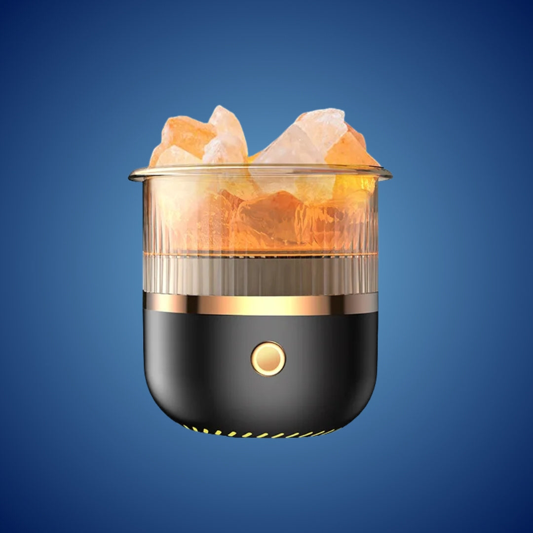 SereniGlow Crystal Salt Fuktighetsgiver | USB Aroma Diffuser – Nattlys & Luftrenser – For Avslapning, Stressreduksjon & Forbedret Luftkvalitet Luvikno