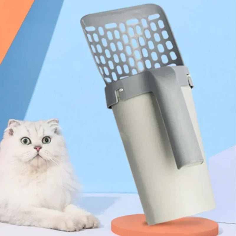 Selvrensende kattetoalett med integrert pose-dispenser Luvikno