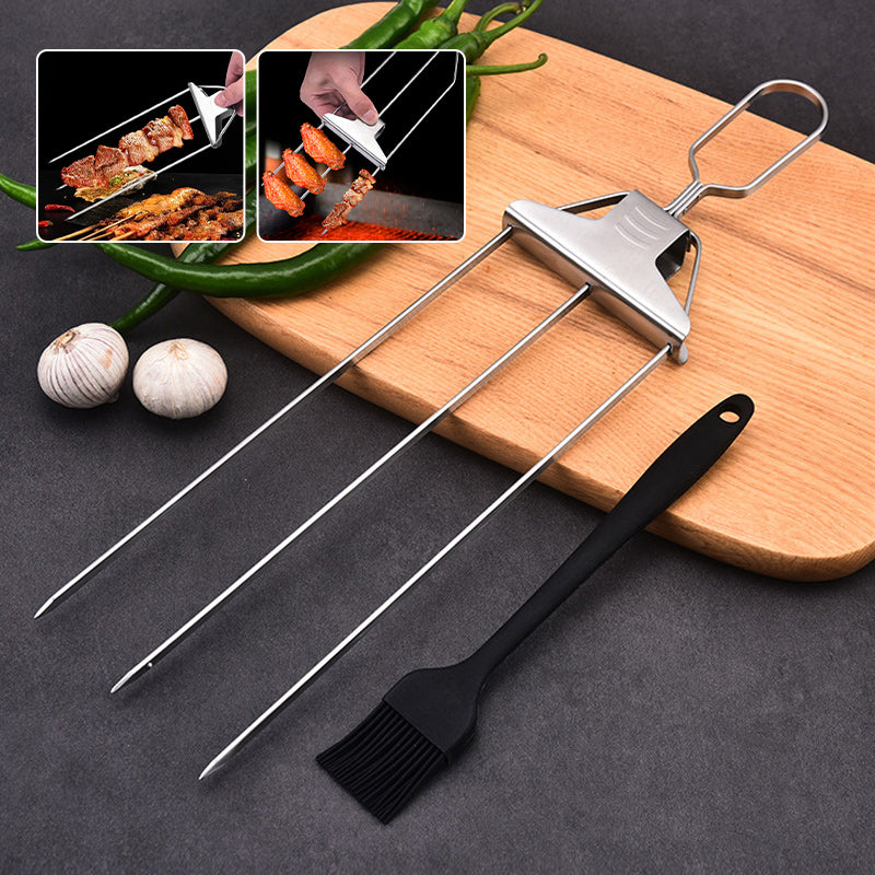 3 Way Grillspyd, Rustfritt Stål Spyd for BBQ | Luvikno