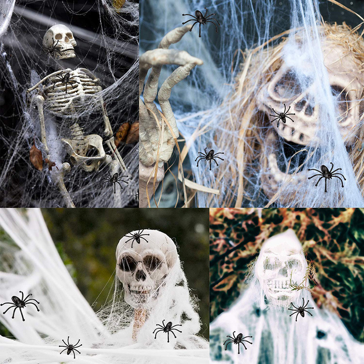 Luvikno | Halloween Edderkopp Dekorasjoner, strekkbar edderkoppnett