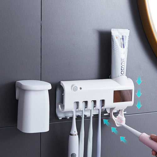 Smart UV Light Sterilizer Tandbørsteholder, Veggmontert Tannkremdispenser | Luvikno