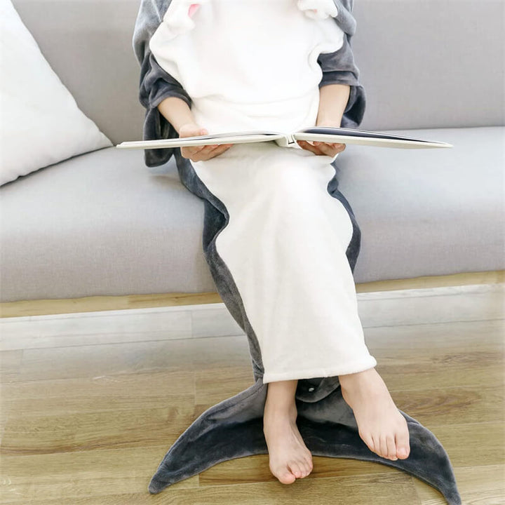 Plush Shark Blanket Hoodie – Behagelig Bærbar Teppe | Luvikno