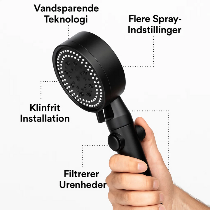Luvikno | HydroFlow Spa Dusjhode Vannbesparende Justerbare Funksjoner