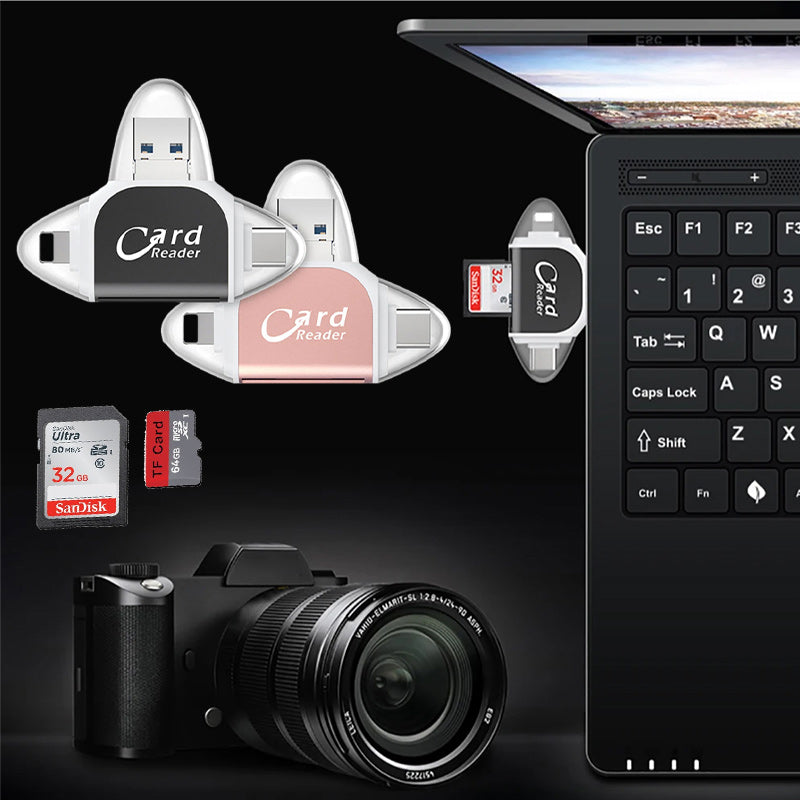 4-i-1 universell multiport SD TF kortleser | Luvikno