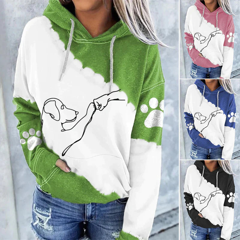 Luvik | Trendy uformell hettegenser med hundetrykk