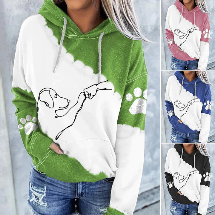 Luvik | Trendy uformell hettegenser med hundetrykk
