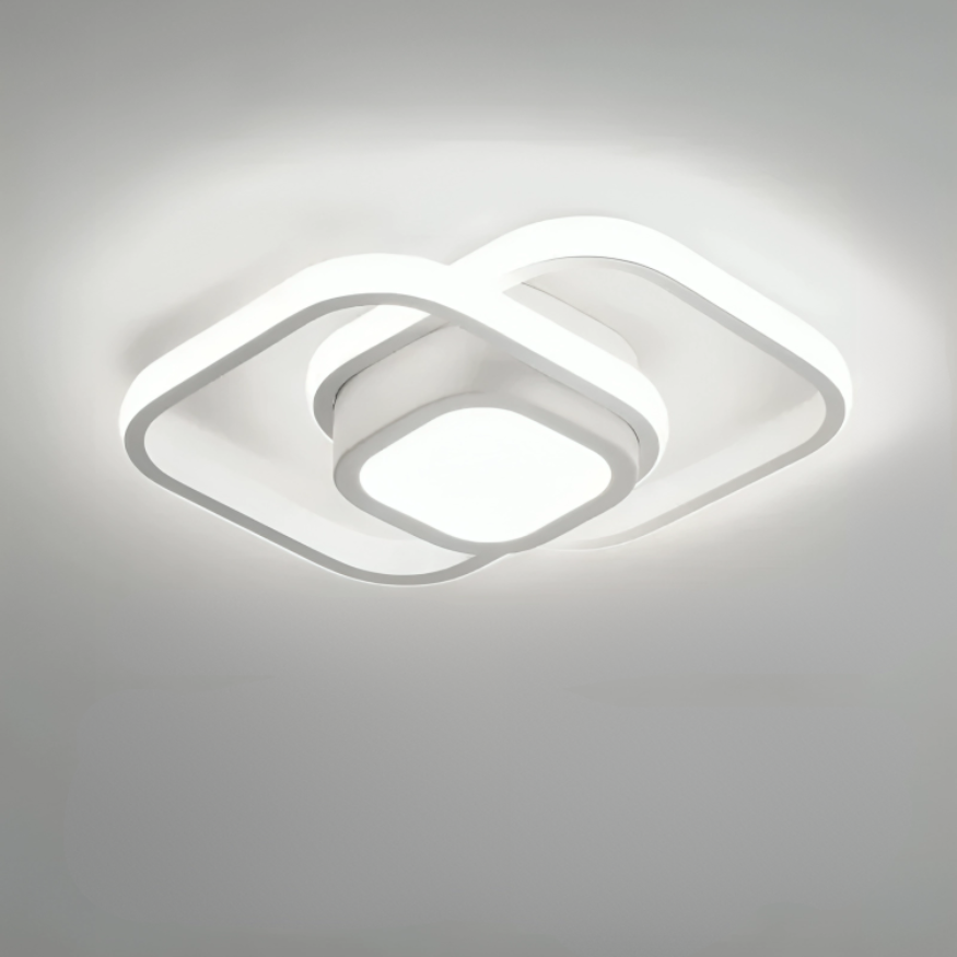 Moderne LED Taklampe 18W | Kreativ Design med 2 Ringer | Energivennlig Belysning for Stue & Kontor 24 cm | Luvikno