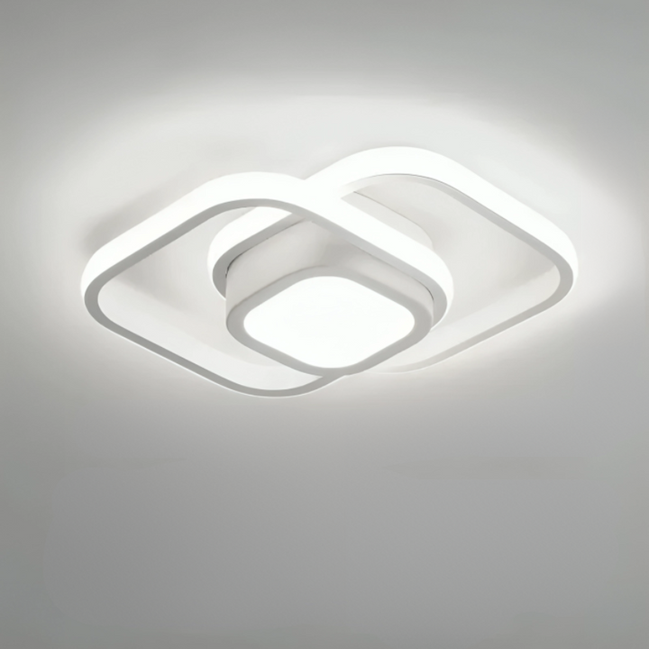 Moderne LED Taklampe 18W | Kreativ Design med 2 Ringer | Energivennlig Belysning for Stue & Kontor 24 cm | Luvikno