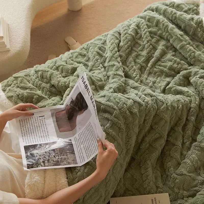Luvikno | Tykk lammeull vinter fleece teppe - LuxyCozy