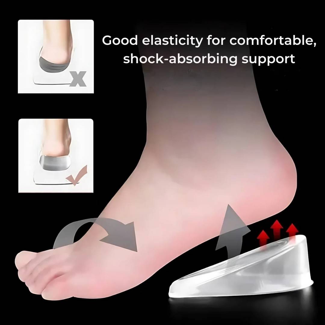 LiftComfort Silikon Gel Hæløkningsinnlegg | Høydeøkning - Smertelindring for Plantar Fasciitis - Støtdemping - Bedre Holdning Luvikno