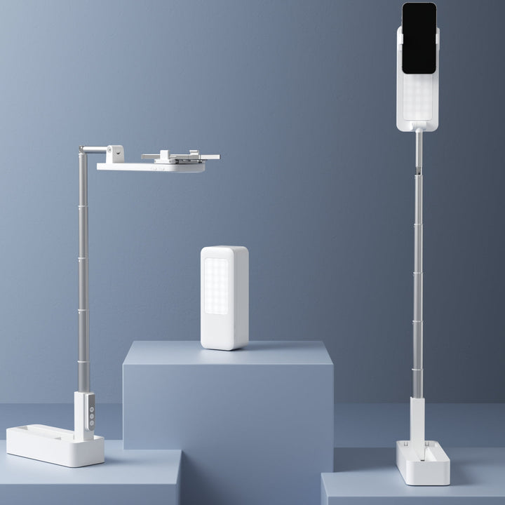 Justerbar 90 cm telefonstativ med 360° rotasjon, innebygd lys og trådløs fjernkontroll - perfekt for videografi, vlogging eller direktesending Luvikno