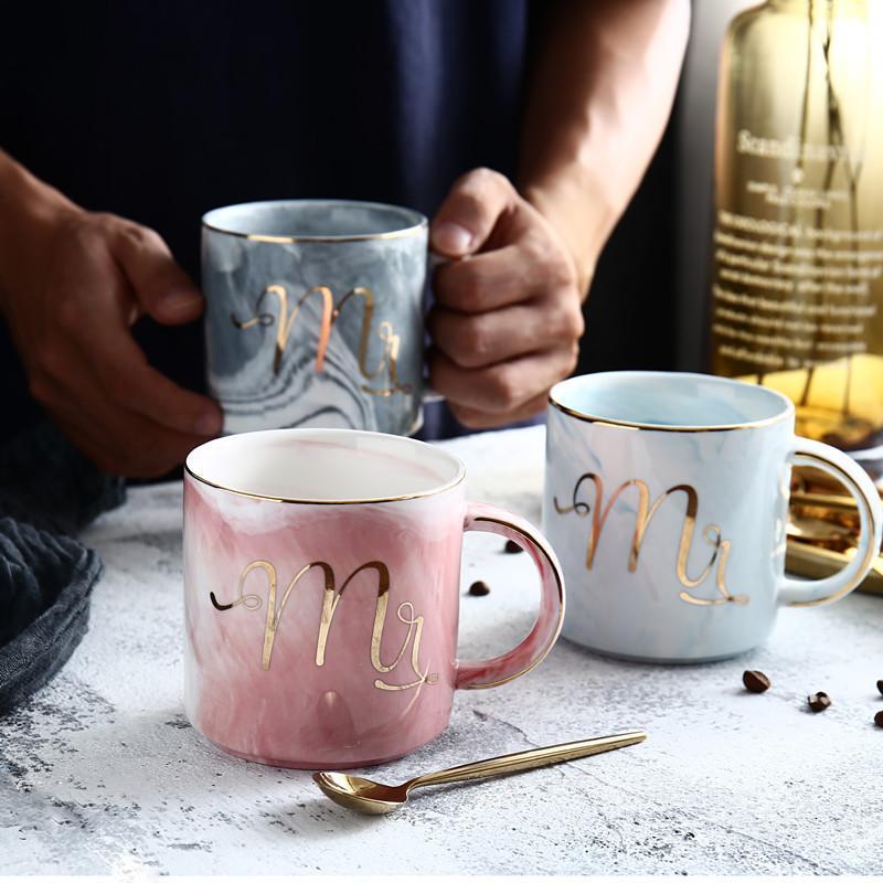 Marmor Porselen Hr & Fru Kaffe Kopper | Luvikno