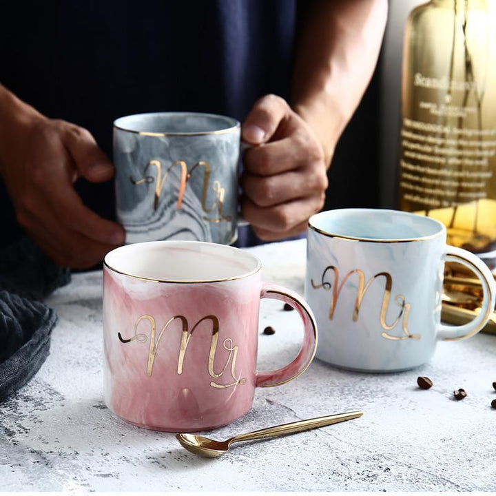 Marmor Porselen Hr & Fru Kaffe Kopper | Luvikno