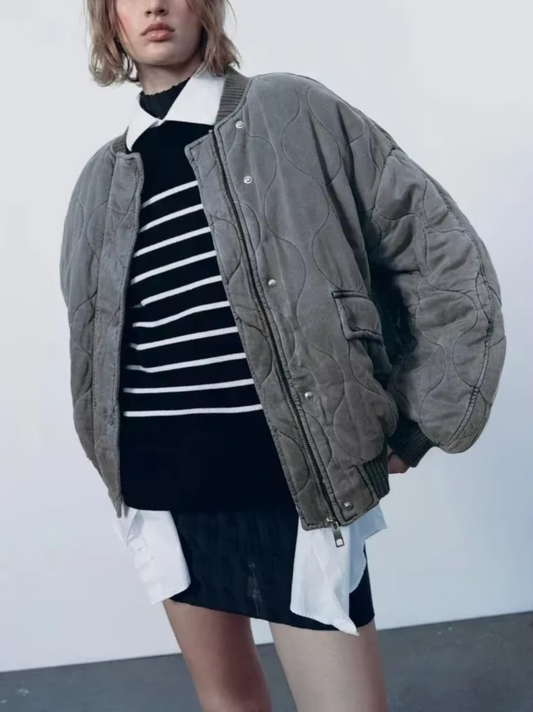 Luvik | Pyöreäkauluksinen puuvillatakki