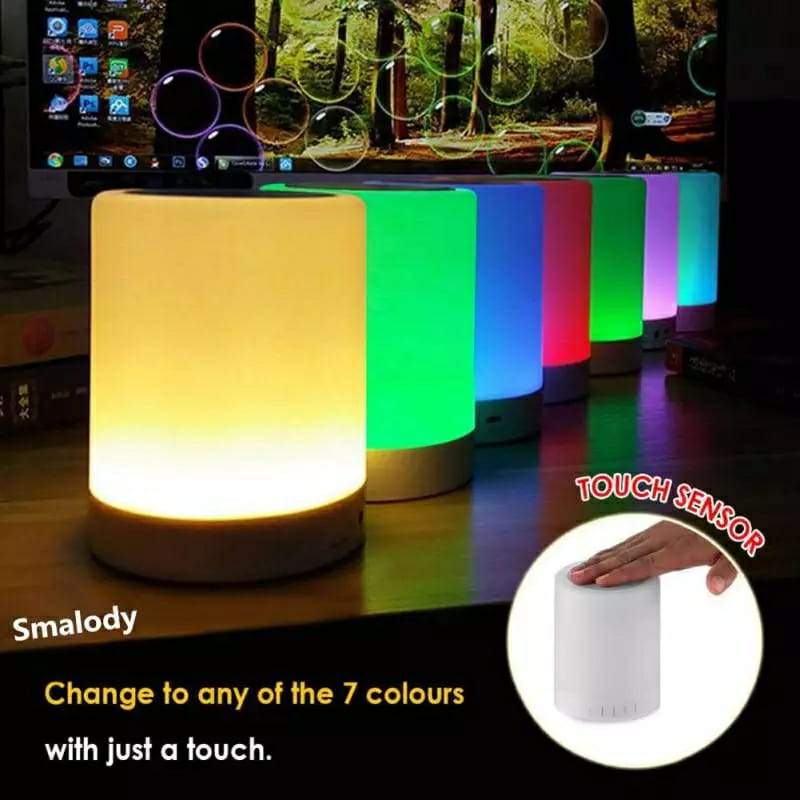 Fargerik LED Nattlampe Bluetooth Touchpanel Trådløs Høyttaler Luvikno