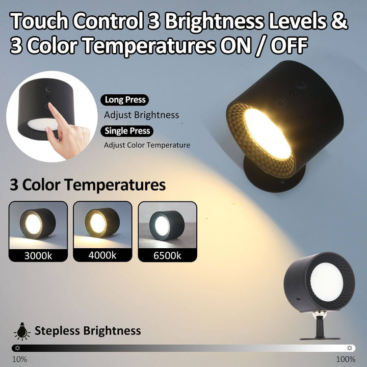 Luvikno | LED Vegglampe - Oppladbar, Magnetisk & Dobbelt-Sidig Belysning for Innendørs Bruk