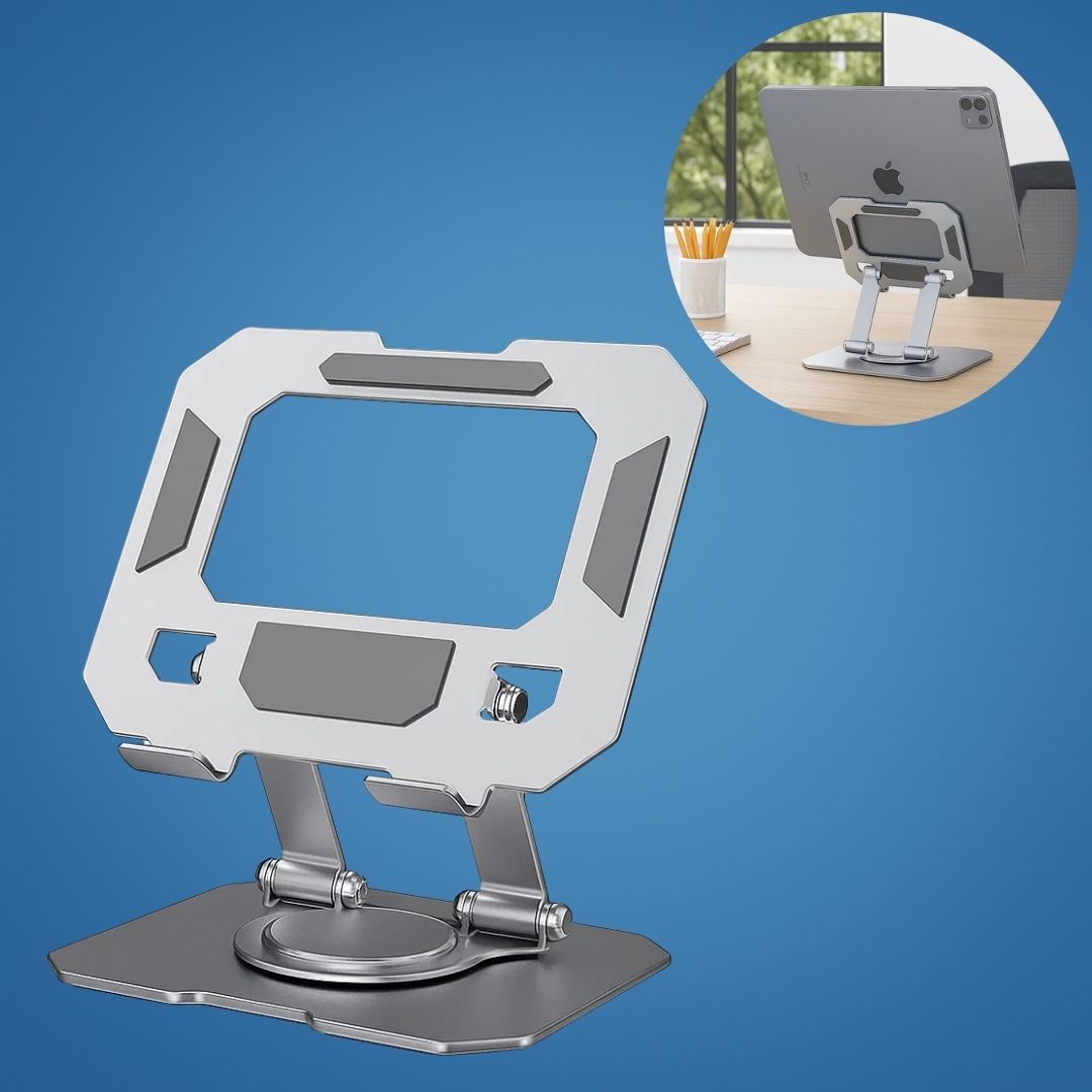 DeskEase | Justerbar Nettbrettstativ – Ergonomisk Komfort – Sammenleggbar Anti‑skli Design – Ideell for Arbeid, Studier, Reiser & Videokonferanser Luvikno