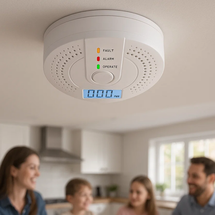 Luvikno | Karbonmonoksid Detektor | Pålitelige Alarm Sensor med LCD Skjerm for Hjemmesikkerhet