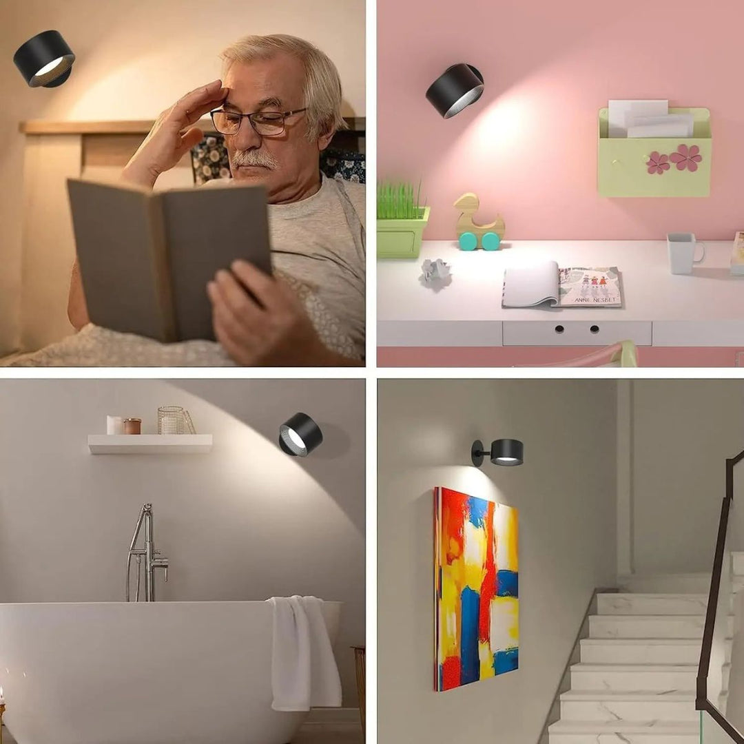 Luvikno | Trådløs oppladbar 360° vegglampe | Energisparende LED, berøringskontroll og allsidig for boligbelysning