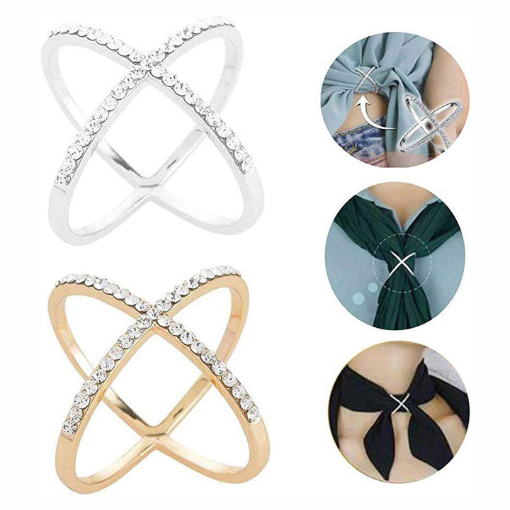 Skjerf Loop Ring Rhinestone Inngjelt | Luvikno