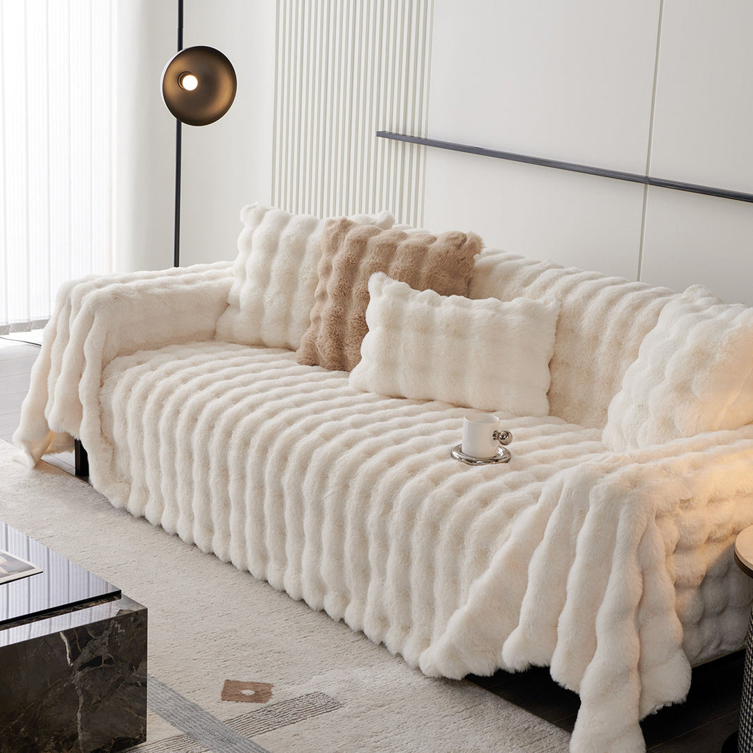 Luksus Ripple Faux Fur Sofa Deksel - Moderne, Stilig & Holdbar Sofa Beskyttelse | Luvikno