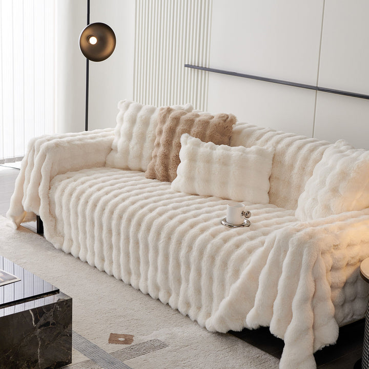 Luksus Ripple Faux Fur Sofa Deksel - Moderne, Stilig & Holdbar Sofa Beskyttelse | Luvikno