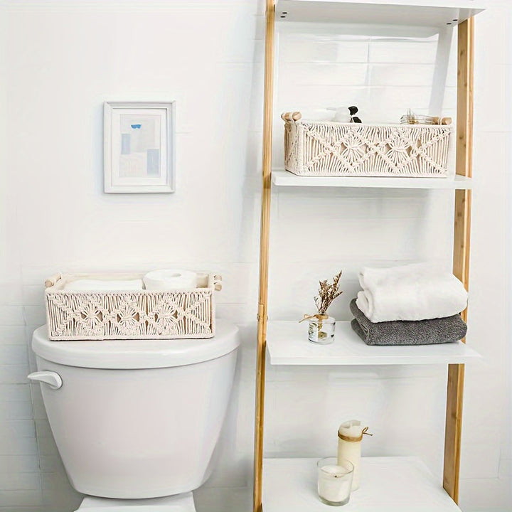 Boho Chic - Naturlig Bomulls Oppbevaringskurv for Elegant Interiør