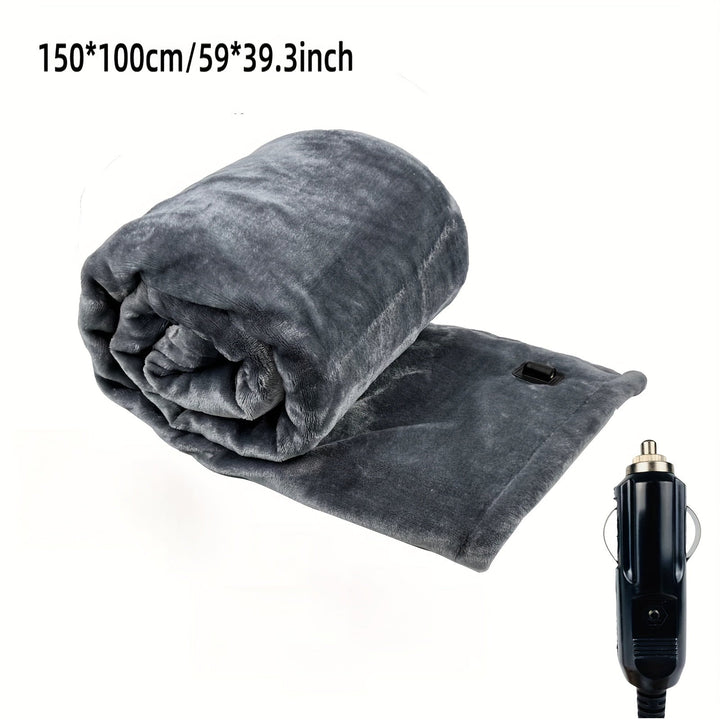 12V Oppvarmet Bilteppe - Mykt Flanellteppe med Overoppheting Beskyttelse for Bil og Camping | Luvikno