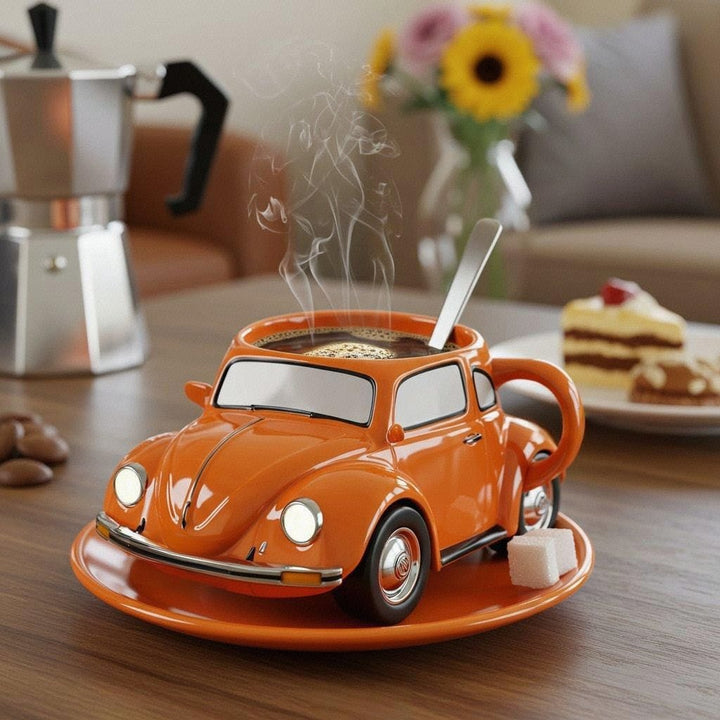 RetroAuto Keramisk Kaffegruppe – Unik 3D Design for Kaffe & Te | Luvikno