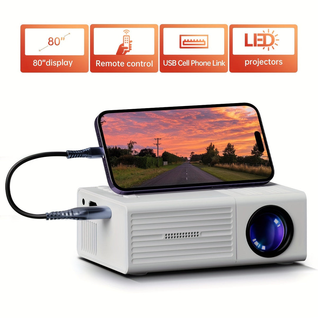 Luvikno | Ultra-Lys Mini Prosjektor 3000 Lumen – Bærbar, HDTV & USB, Ideell for Hjemmekino & Utendørs!