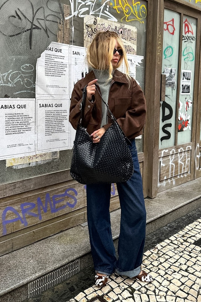 Luvik | Nappanahkaa Ylisuuria Vintage-takki