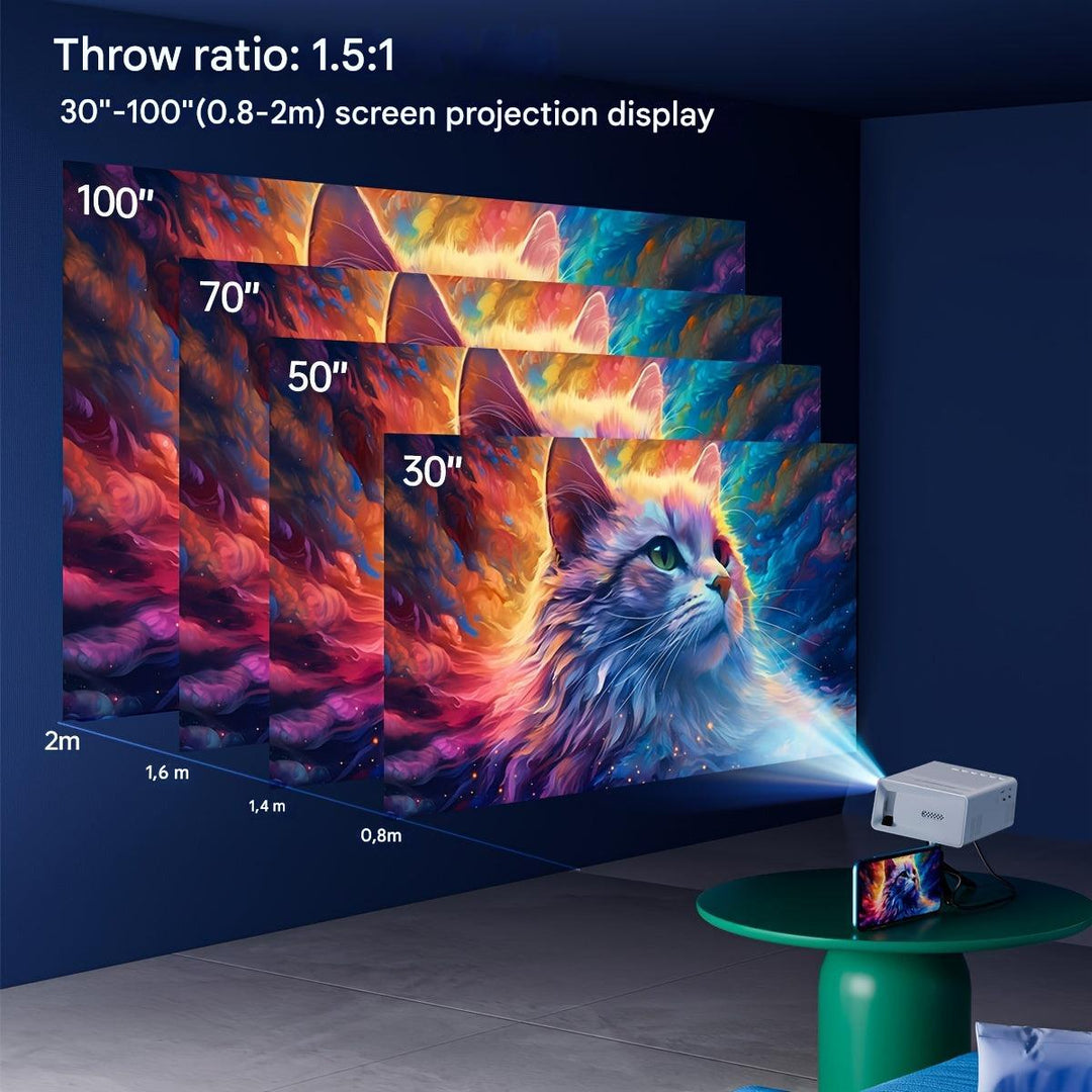 Luvikno | LumoBeam Ultra-Lys Mini Projektor (3000 Lumen) – Kompakt HD Hjem & Utendørs Kino