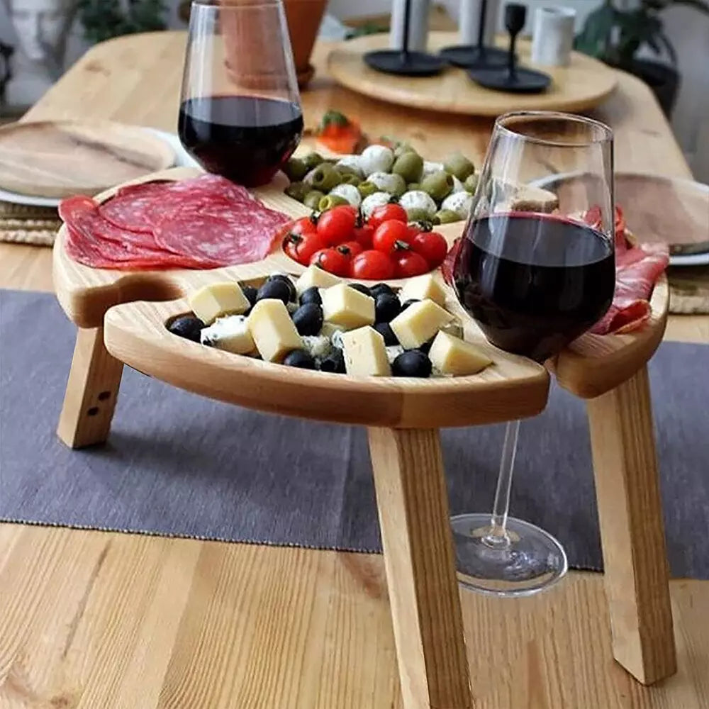 Tremini Utendørs Sammenleggbart Picnicbord - Med Glassholder | Luvikno