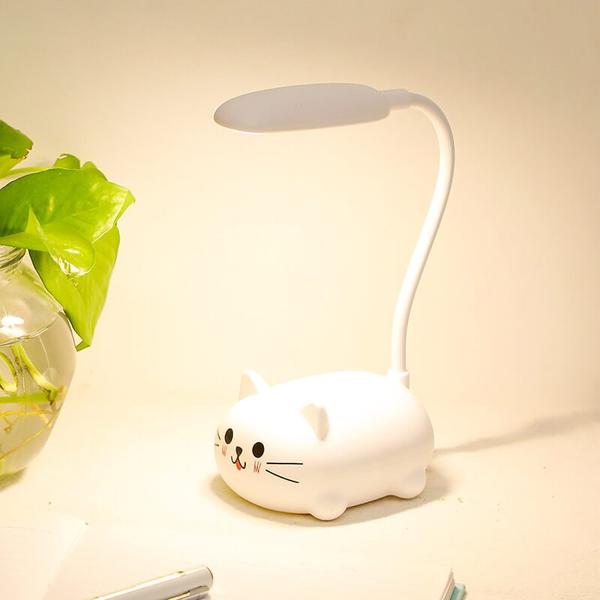 Mini Cartoon Cat LED Øyevern Lese Lampe USB Oppladbar Skrivepult Lampe | Luvikno