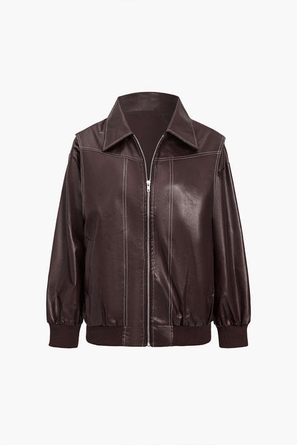 Luvik | Yhdistevä Värit Kaulus Vetoketju Takki