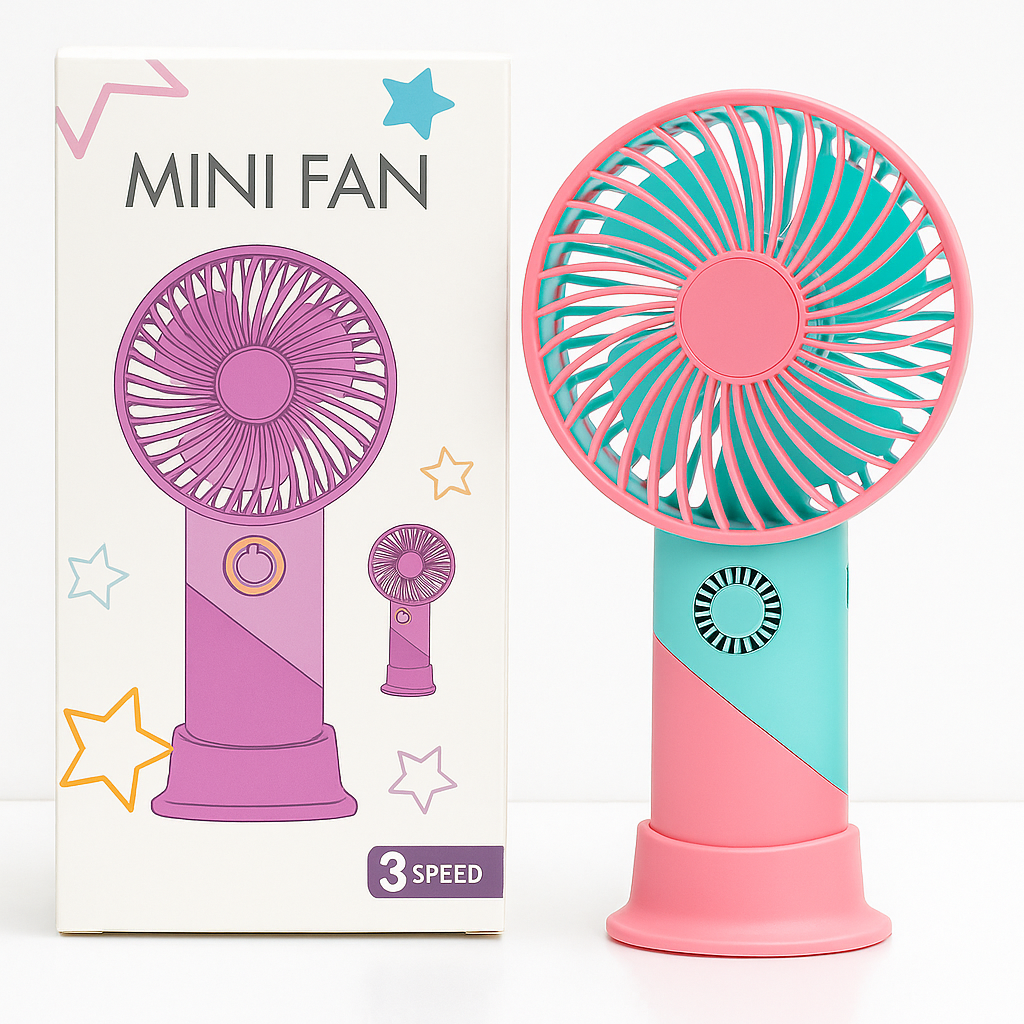 ColorTwist™ Mini Vifte – 3-hastigheter Oppladbar Håndholdt Vifte | Luvikno